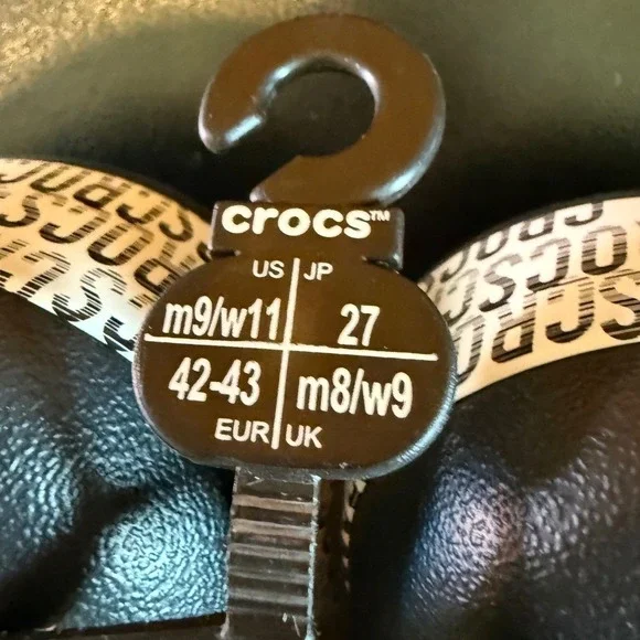 Crocs Crocband Logo Motion Clog Black‎ White Mens 9 Womens 11 Shoes NEW - Picture 2 of 9